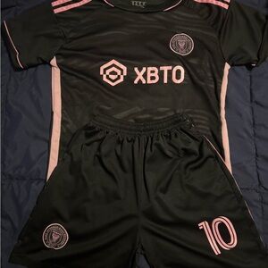 Black and Pink Soccer Jersey and Shorts Set